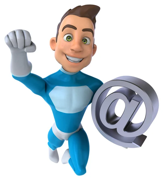 Fun superhero with email symbol — Stock Photo, Image