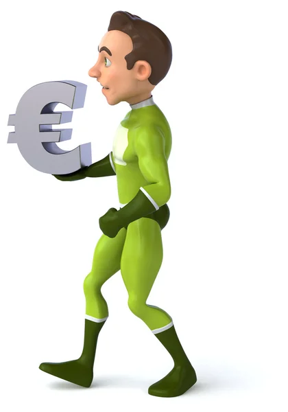 Zábavné superhrdina s symbol eura — Stock fotografie