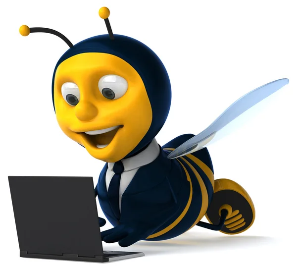计算机的有趣蜜蜂 — 图库照片