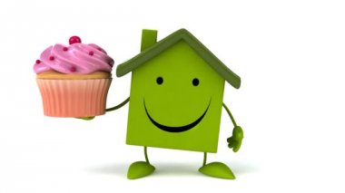 Cupcake yeşil çizgi film ev