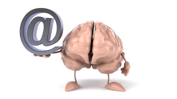 Cartoon Brain with email symbol — Stock Video