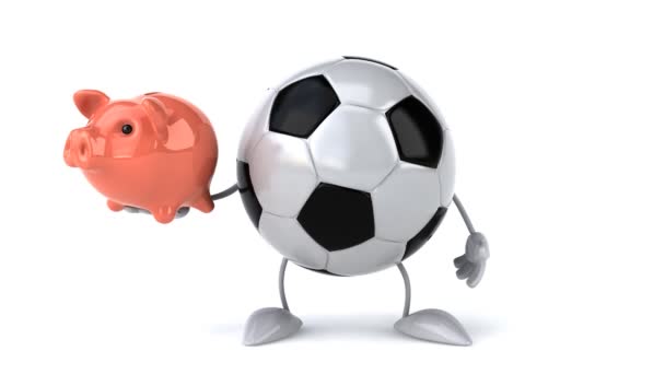 Bola de futebol com banco porquinho — Vídeo de Stock