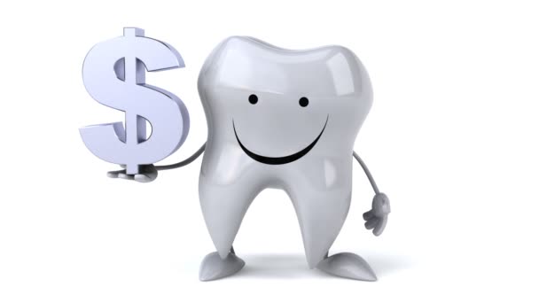 Fun tooth with dollar sign — Stock Video