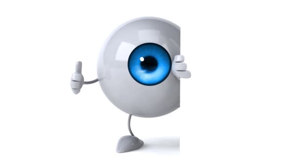 Fun cartoon eye with blank board — Stock Video
