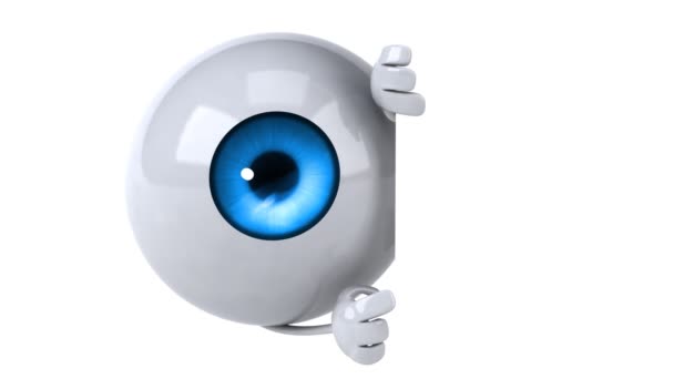 Diversão dos desenhos animados olho com placa em branco — Vídeo de Stock