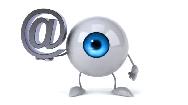 Cartoon eye with email symbol — Stock Video