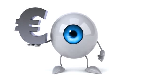 Mata kartun dengan simbol euro — Stok Video