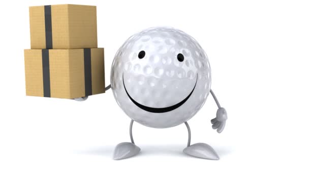 Boule de golf heureuse avec boîtes — Video