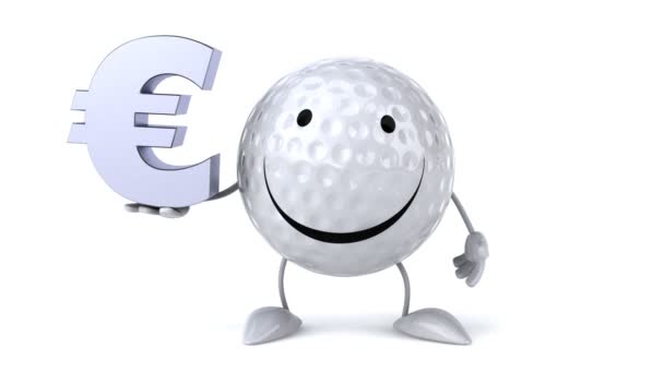Gelukkig golfbal met eurosymbool — Stockvideo