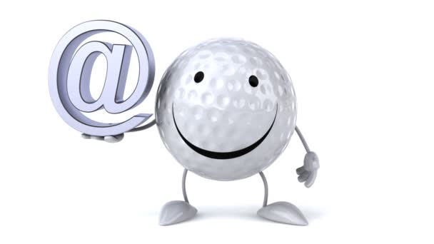 Gelukkig golfbal met e-mail teken — Stockvideo