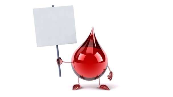 Kapka krve kreslený a prázdné desky — Stock video