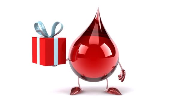 Cartone animato goccia di sangue e regalo — Video Stock