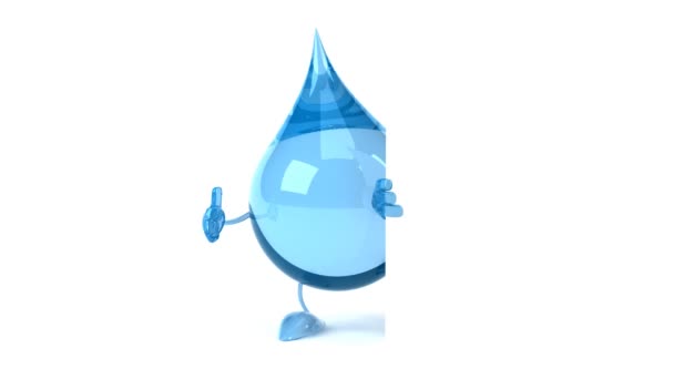 Kapka vody zábavné kreslené s prázdné desky — Stock video