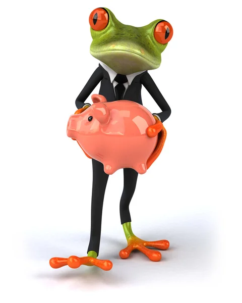 Frog with piggy bank — Stock Photo, Image