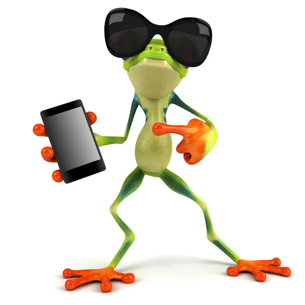 Grenouille et téléphone intelligent — Photo