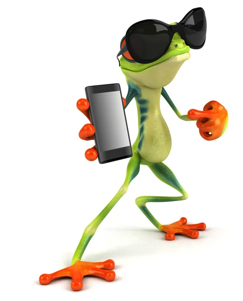 Frosch und Smartphone — Stockfoto