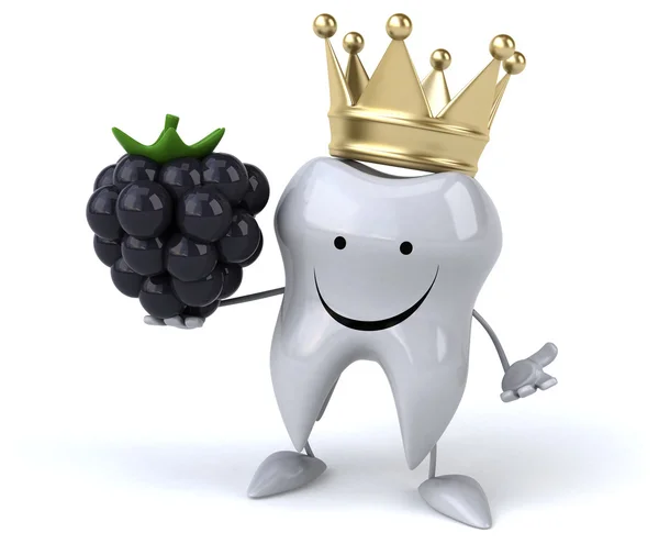 Fun tooth with blackberry — Stock Photo, Image