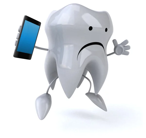 Fun tooth with smart phone — Stock Photo, Image