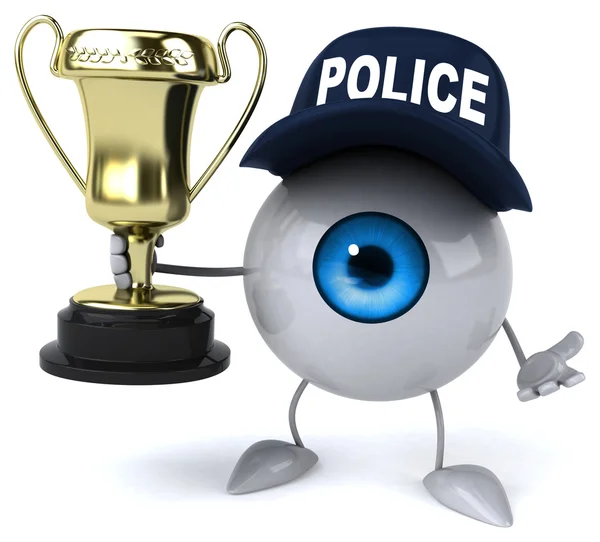 Fun eye with golden trophy — Stock Photo, Image
