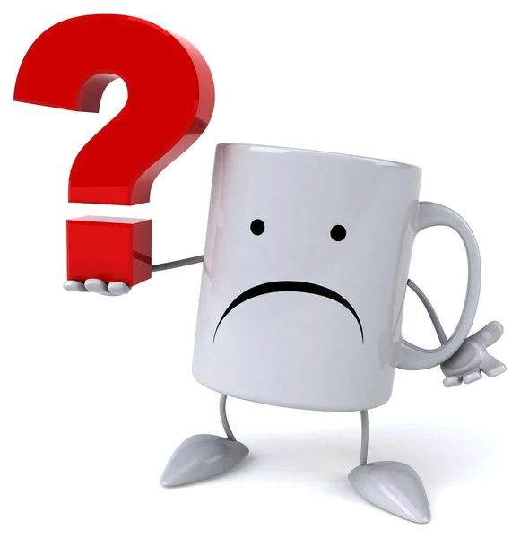 Fun mug  with question sign — Stock Photo, Image