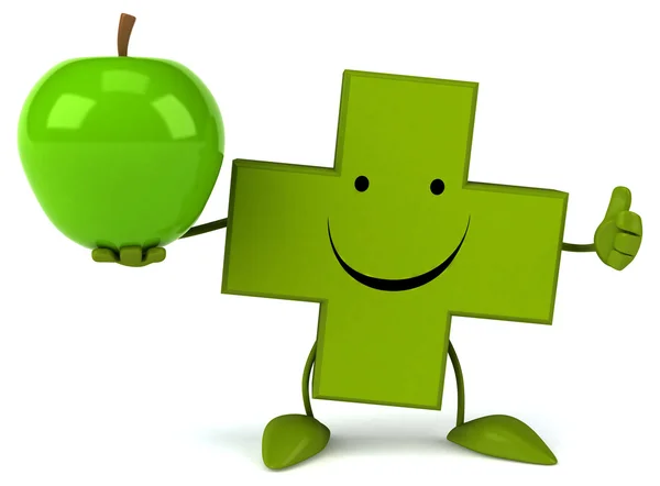 Croix de pharmacie avec pomme verte — Photo