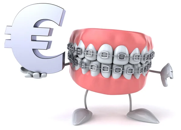 Teeth with euro sign — Stock Photo, Image