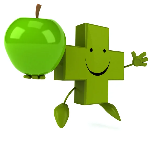 Apotheek cross met groene apple — Stockfoto