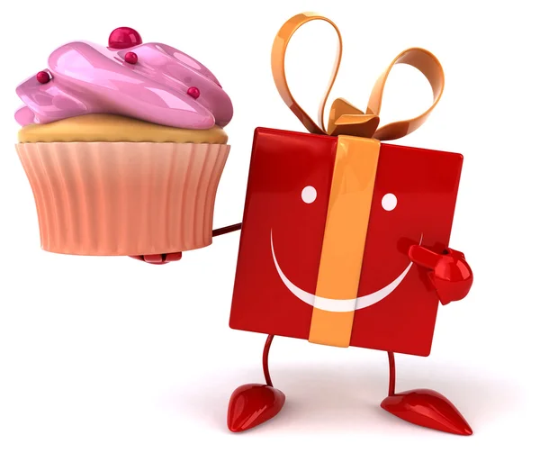 Kul present med cupcake — Stockfoto