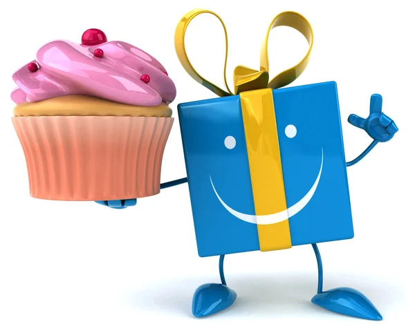 Fun gift with cupcake — Stock Photo, Image