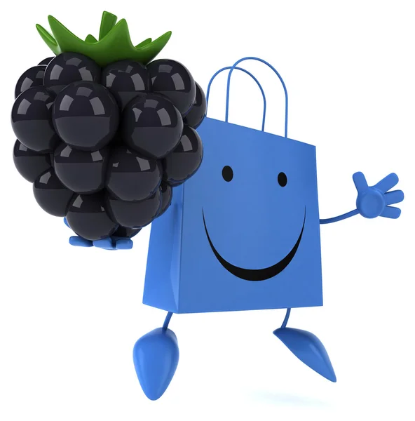 Cartoon Shopping bag with blackberry — Stock Photo, Image