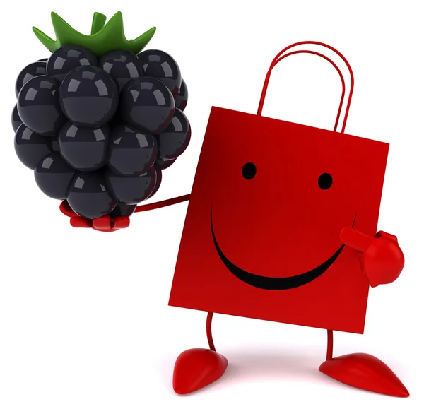 Cartoon Shopping bag with blackberry — Stock Photo, Image