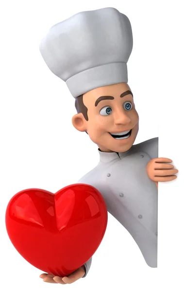 Fun chef with red heart — Stock Photo, Image