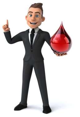 Kan damlası ile eğlenceli iş adamı