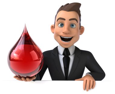 Kan damlası ile eğlenceli iş adamı