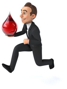 Kan damlası ile eğlenceli iş adamı