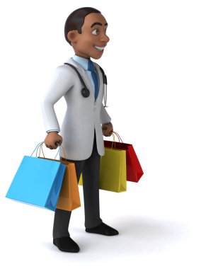 Alışveriş torbaları ile eğlenceli doktor
