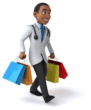 Alışveriş torbaları ile eğlenceli doktor