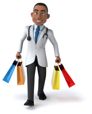 Alışveriş torbaları ile eğlenceli doktor