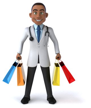 Alışveriş torbaları ile eğlenceli doktor