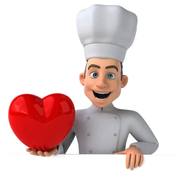 Fun chef with red heart — Stock Photo, Image