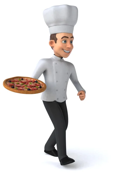 Забавный шеф-повар с пиццей — стоковое фото