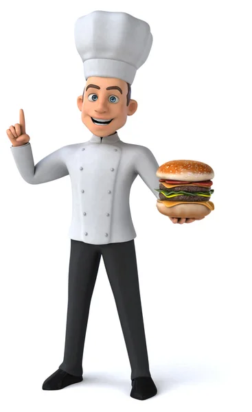 Leuk chef-kok met Hamburger — Stockfoto