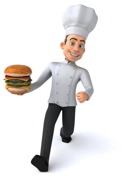 Leuk chef-kok met Hamburger — Stockfoto