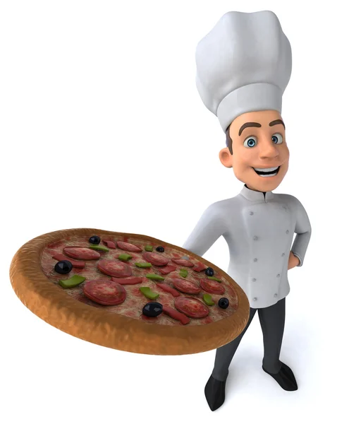 Fun chef with pizza — Stock Photo, Image