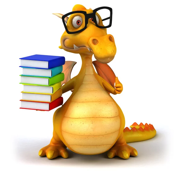 Smart Dragon with books — Stock Photo, Image