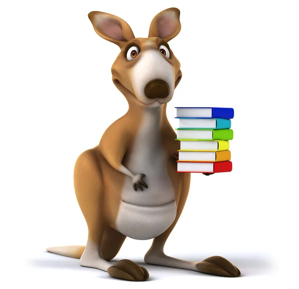 Kangaroo with books — Stock Photo, Image