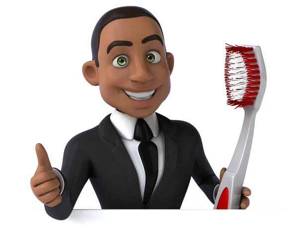 Fun businessman with toothbrush — Stock Photo, Image