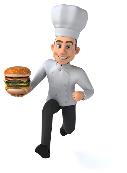 Fun chef with burger — Stock Photo, Image