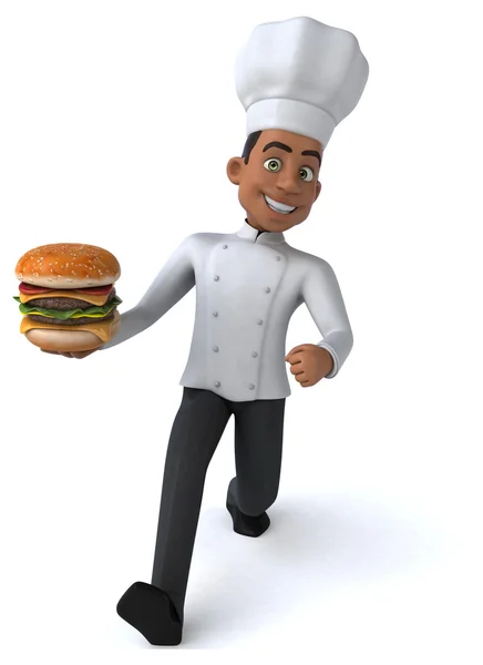 Fun chef with burger — Stock Photo, Image