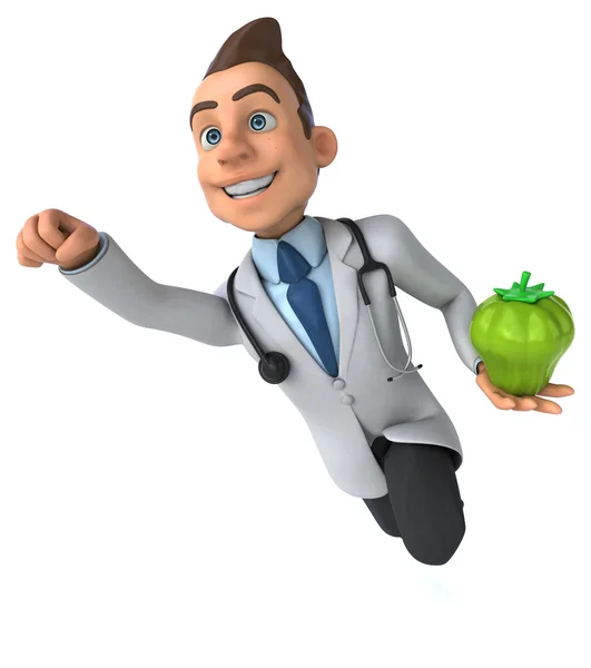 Fun doctor with green pepper — Stock Photo, Image